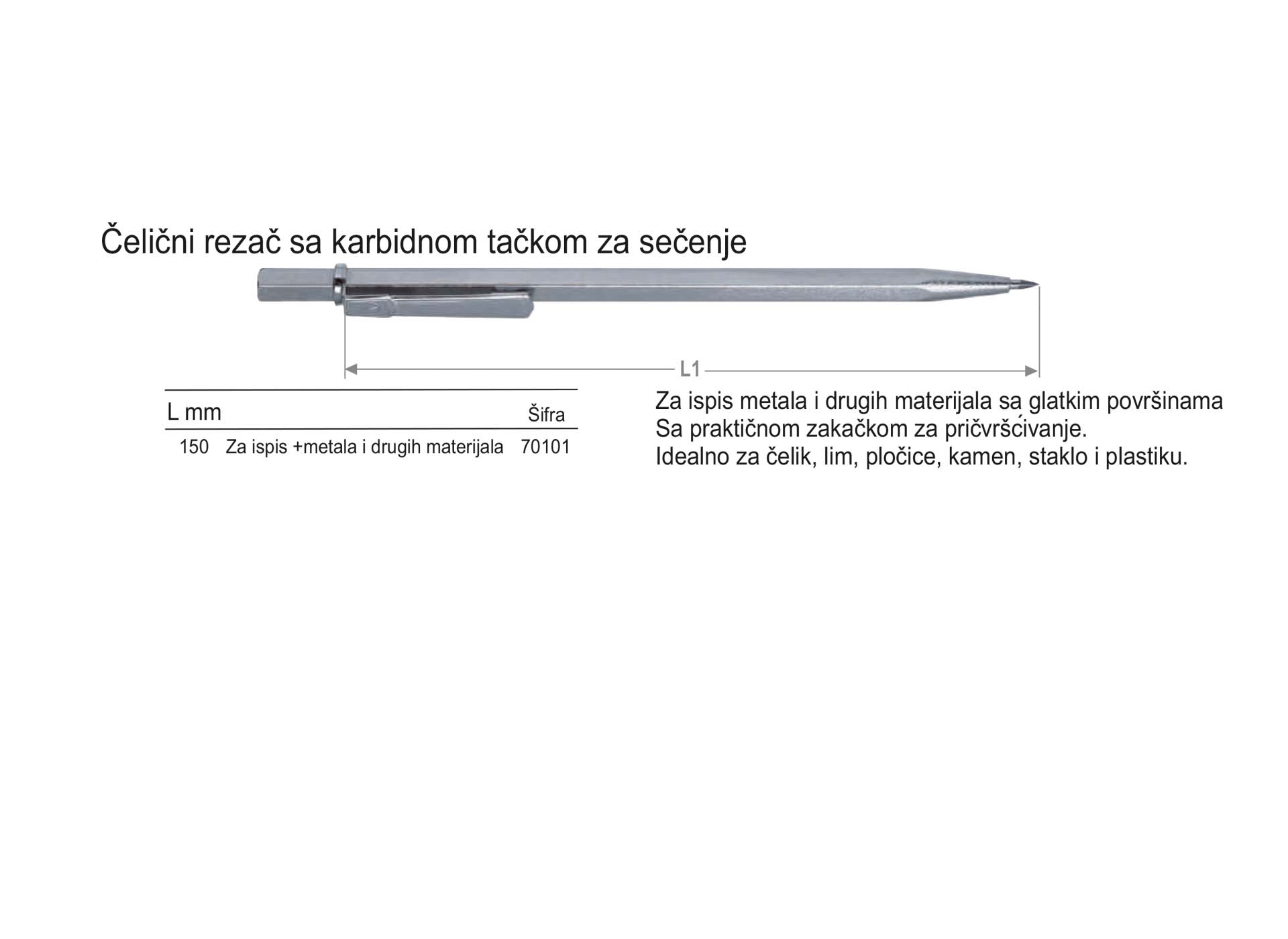 Čelični rezač sa karbidnom tačkom za sečenje