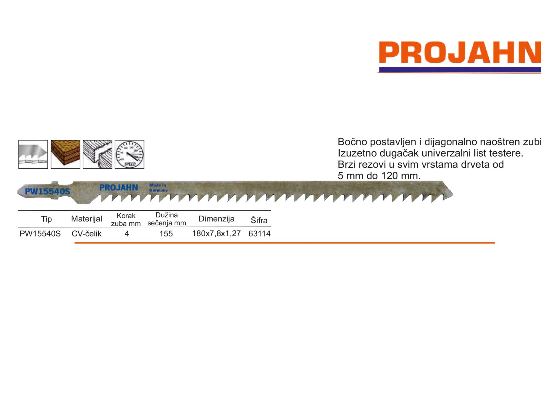 Listovi ubodne testere drvo/plastika