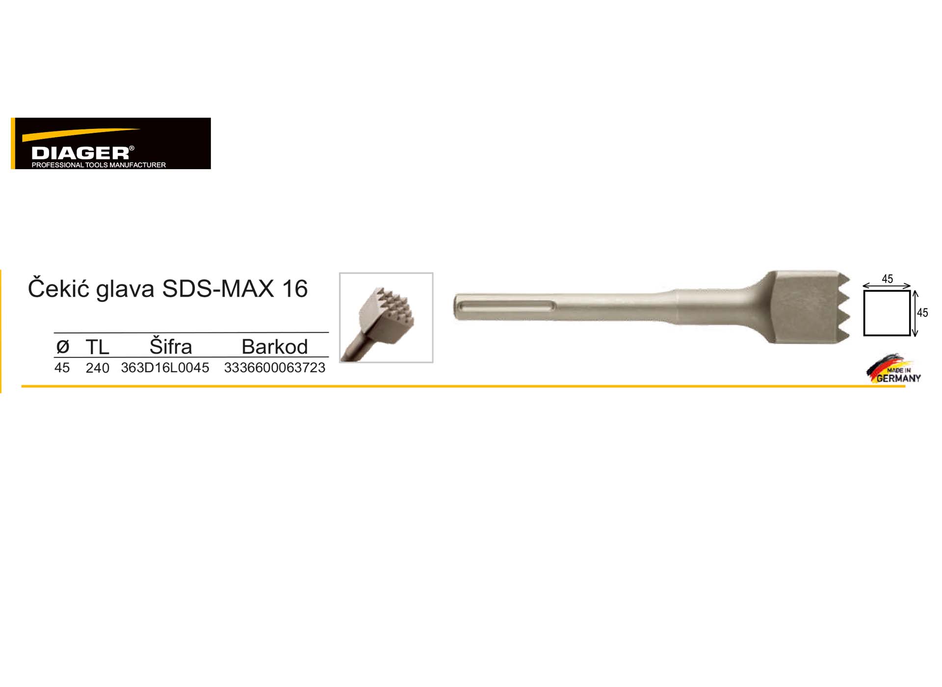 Čekić glava SDS-MAX 16