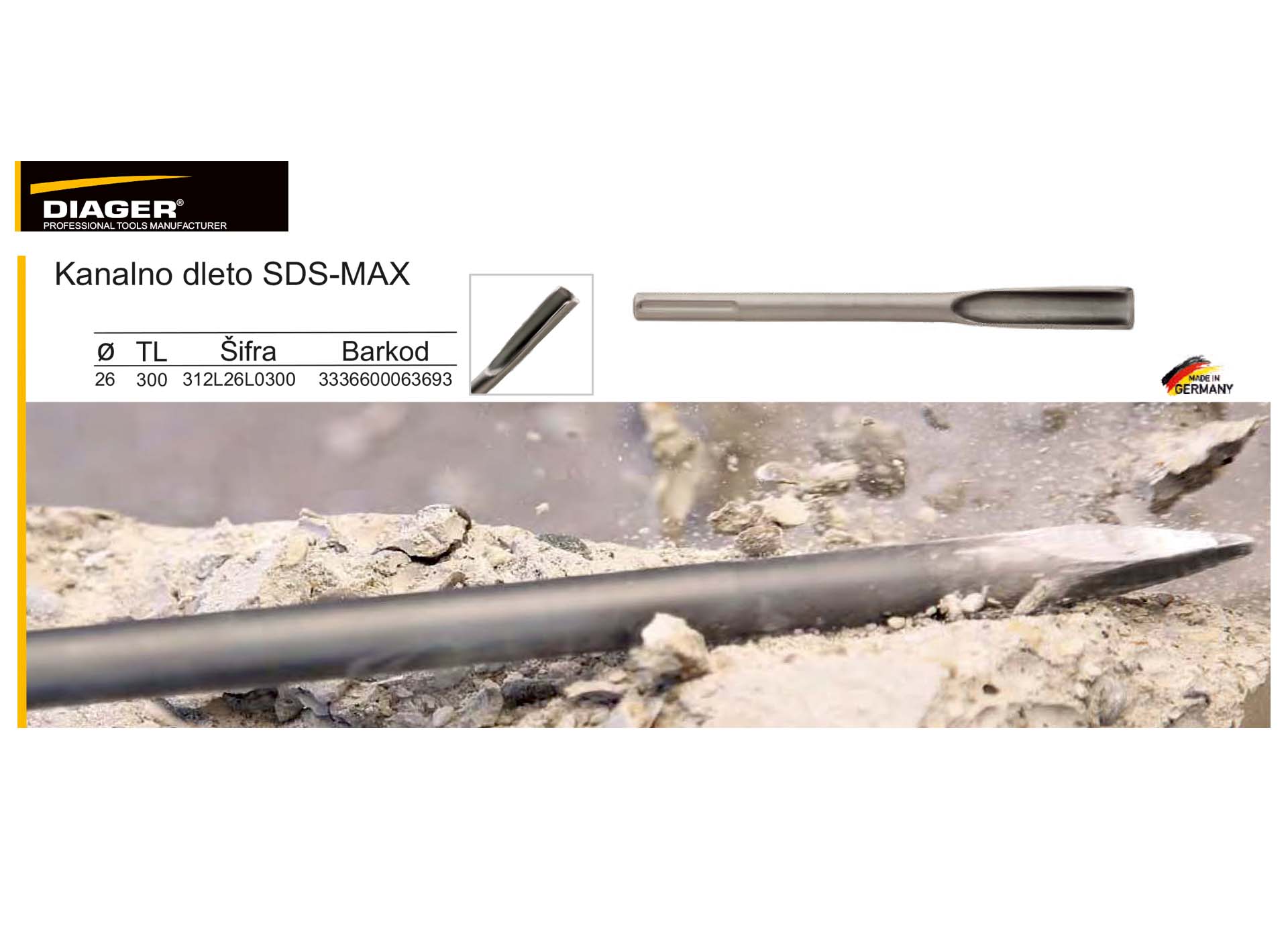 Kanalno dleto SDS-MAX