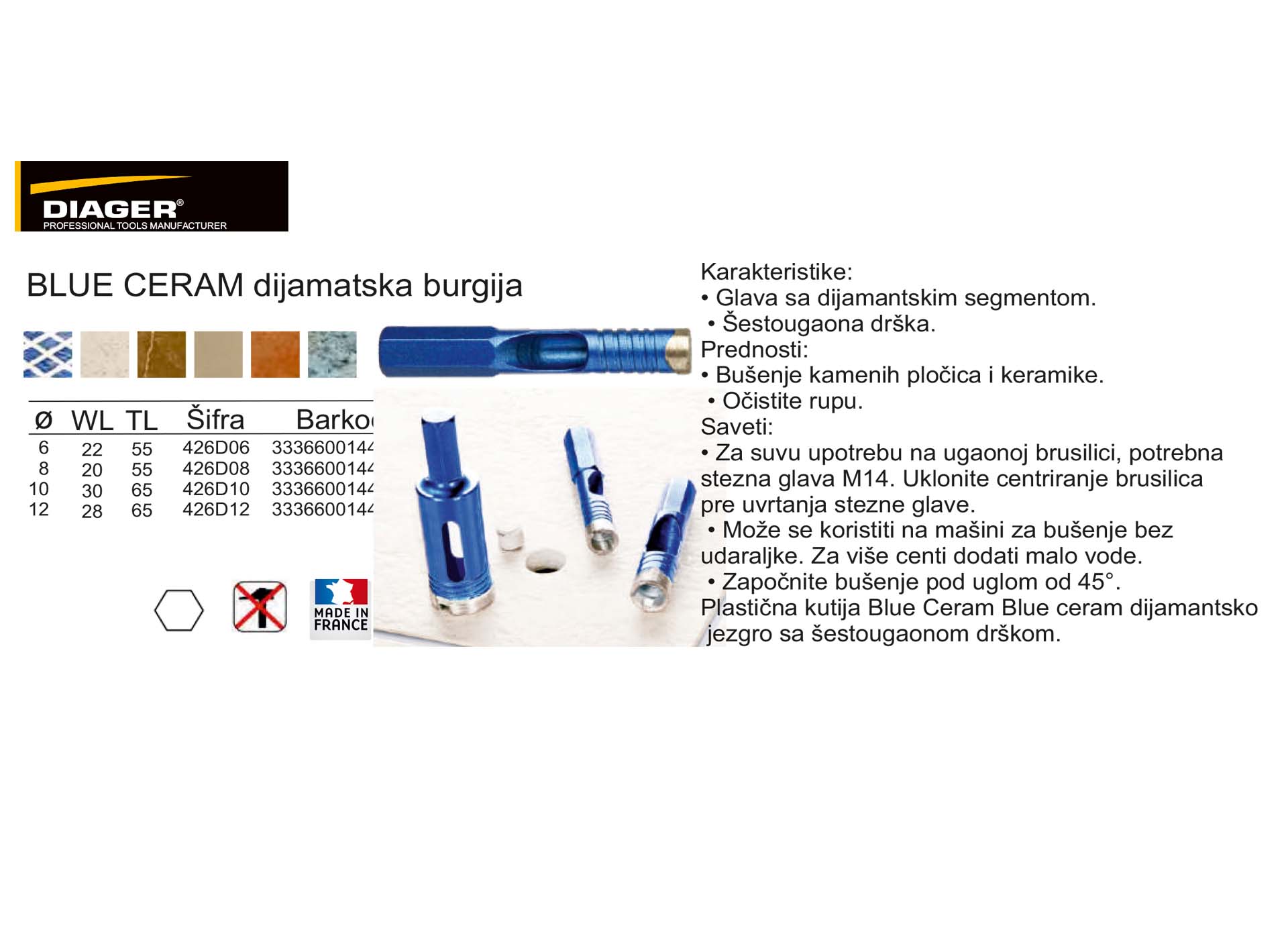 BLUE CERAM dijamatska burgija