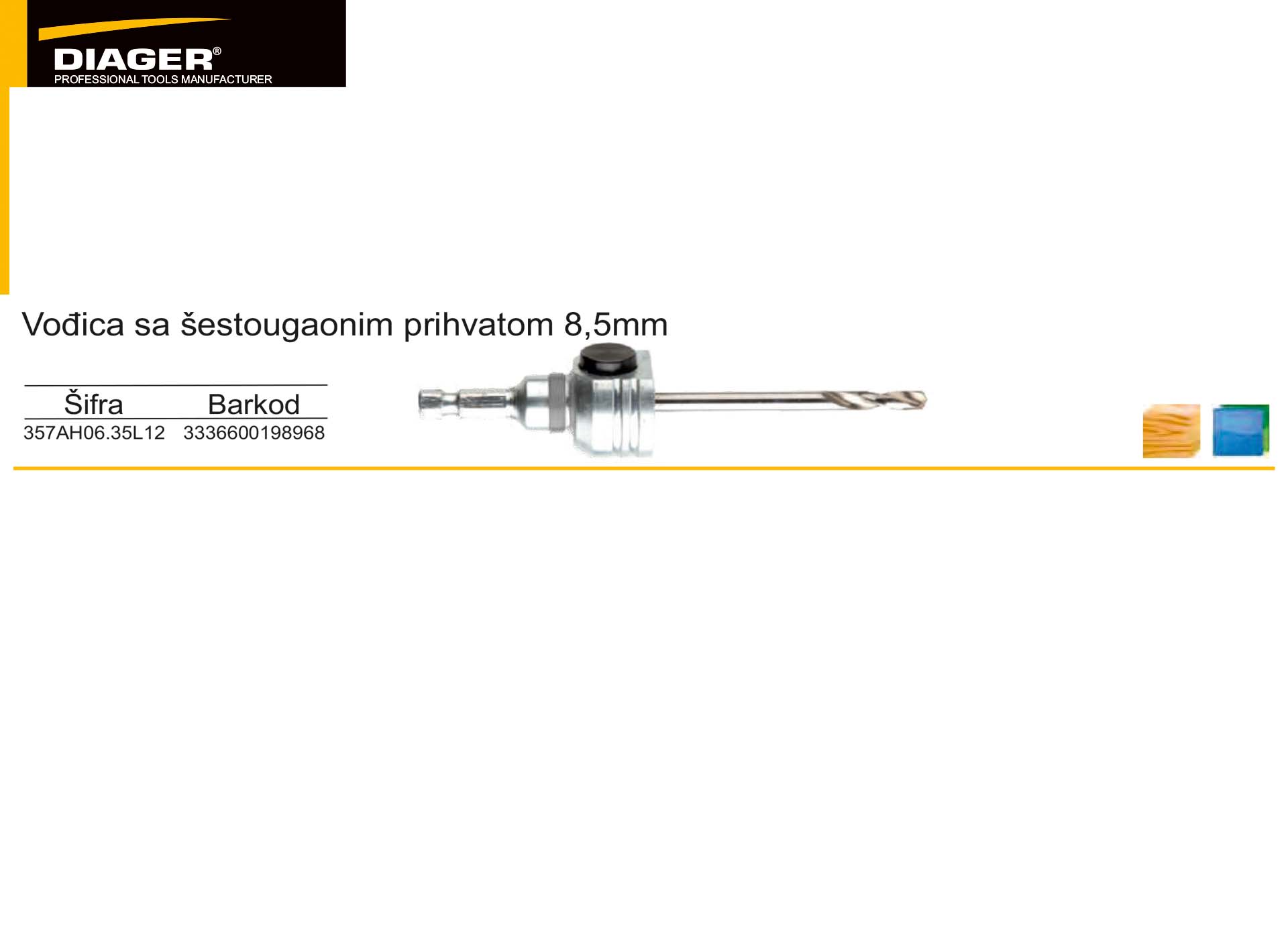 Vođica sa šestougaonim prihvatom 8,5mm