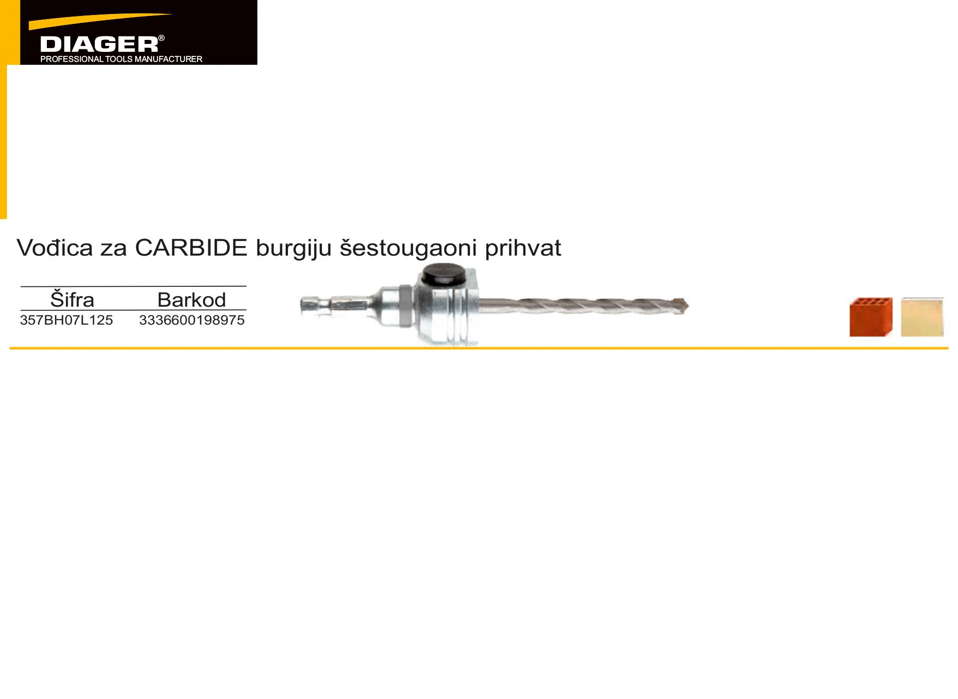 Vođica za CARBIDE burgiju šestougaoni prihvat