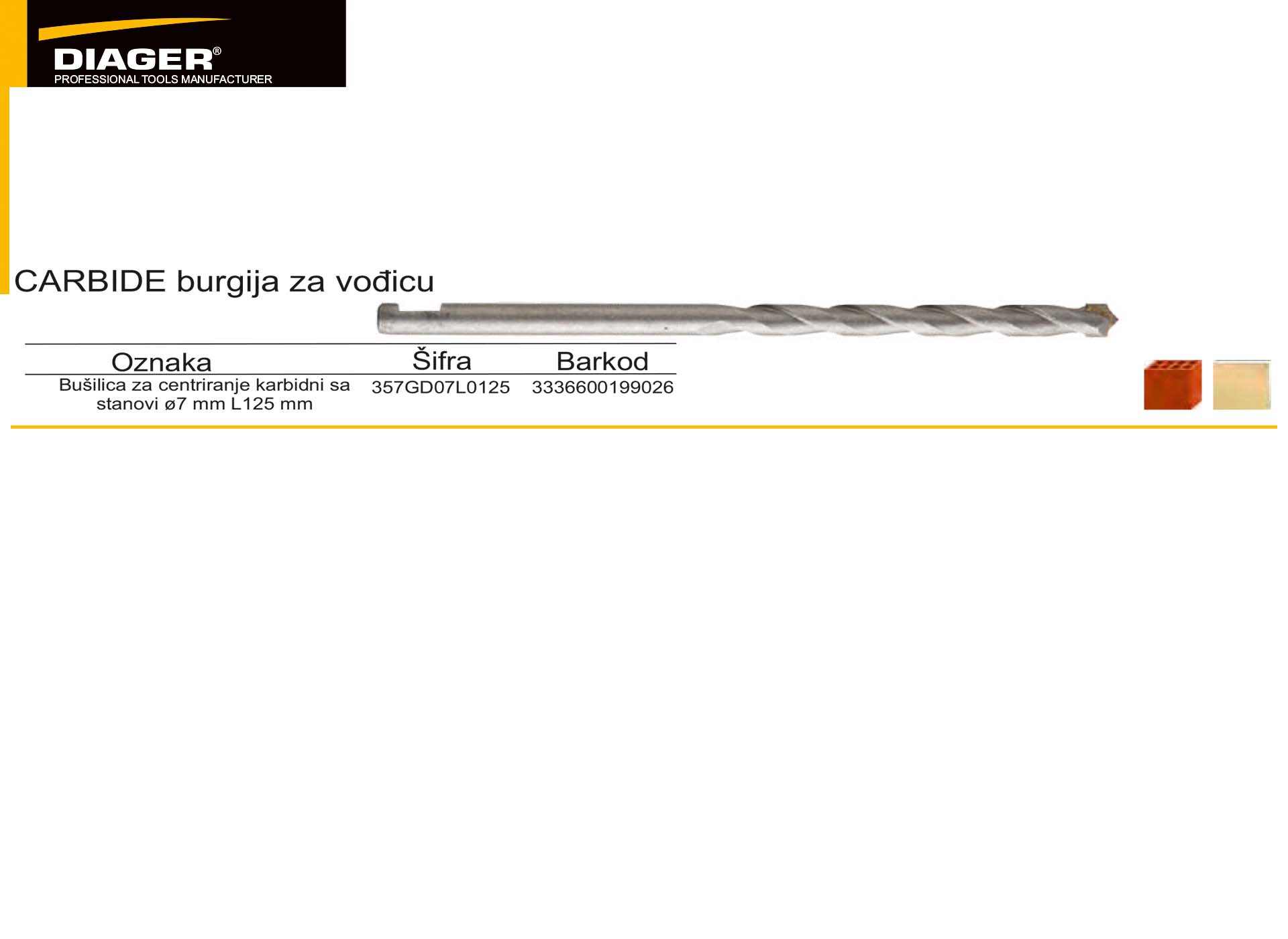 CARBIDE burgija za vođicu