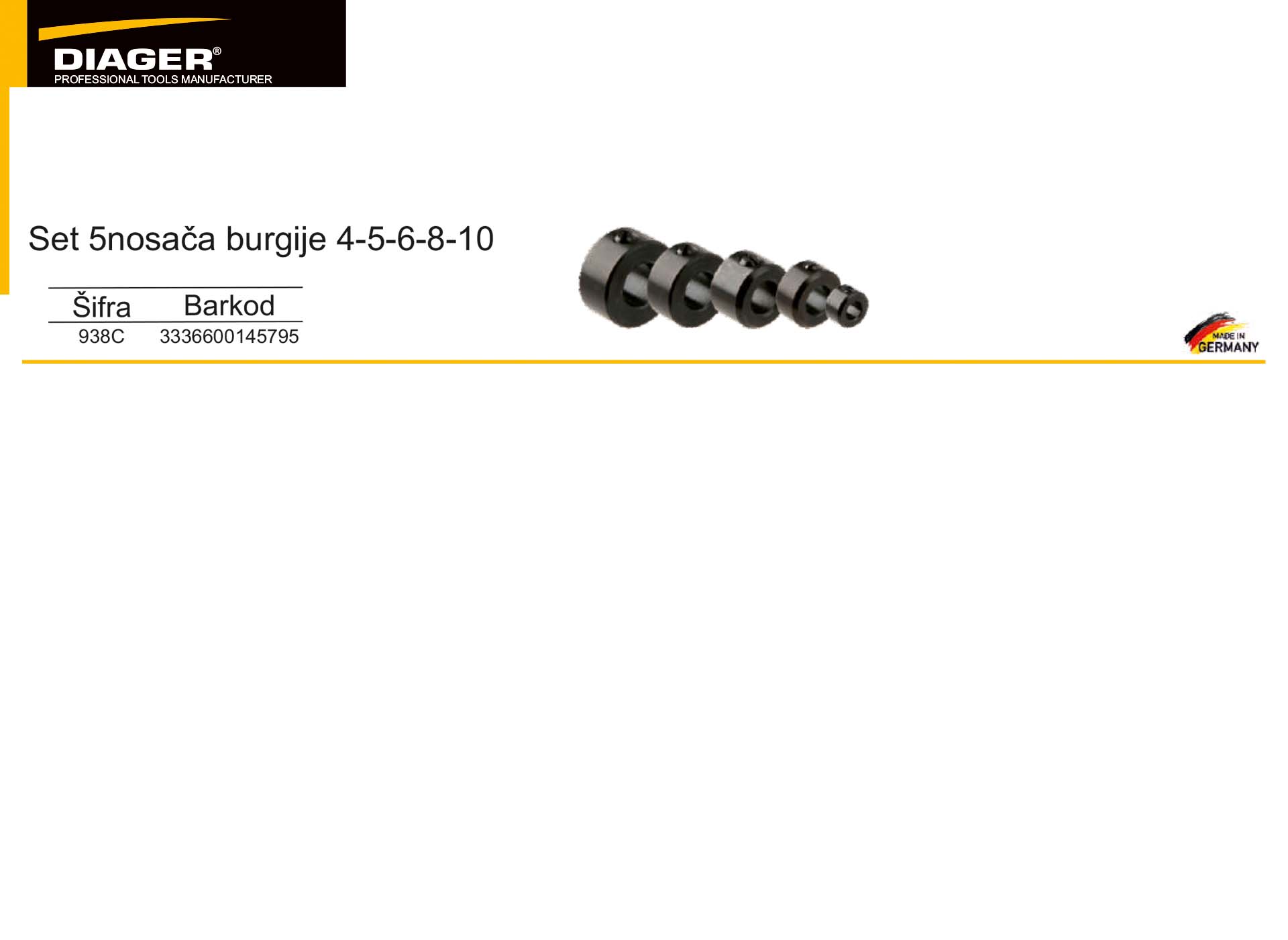 Set 5nosača burgije 4-5-6-8-10
