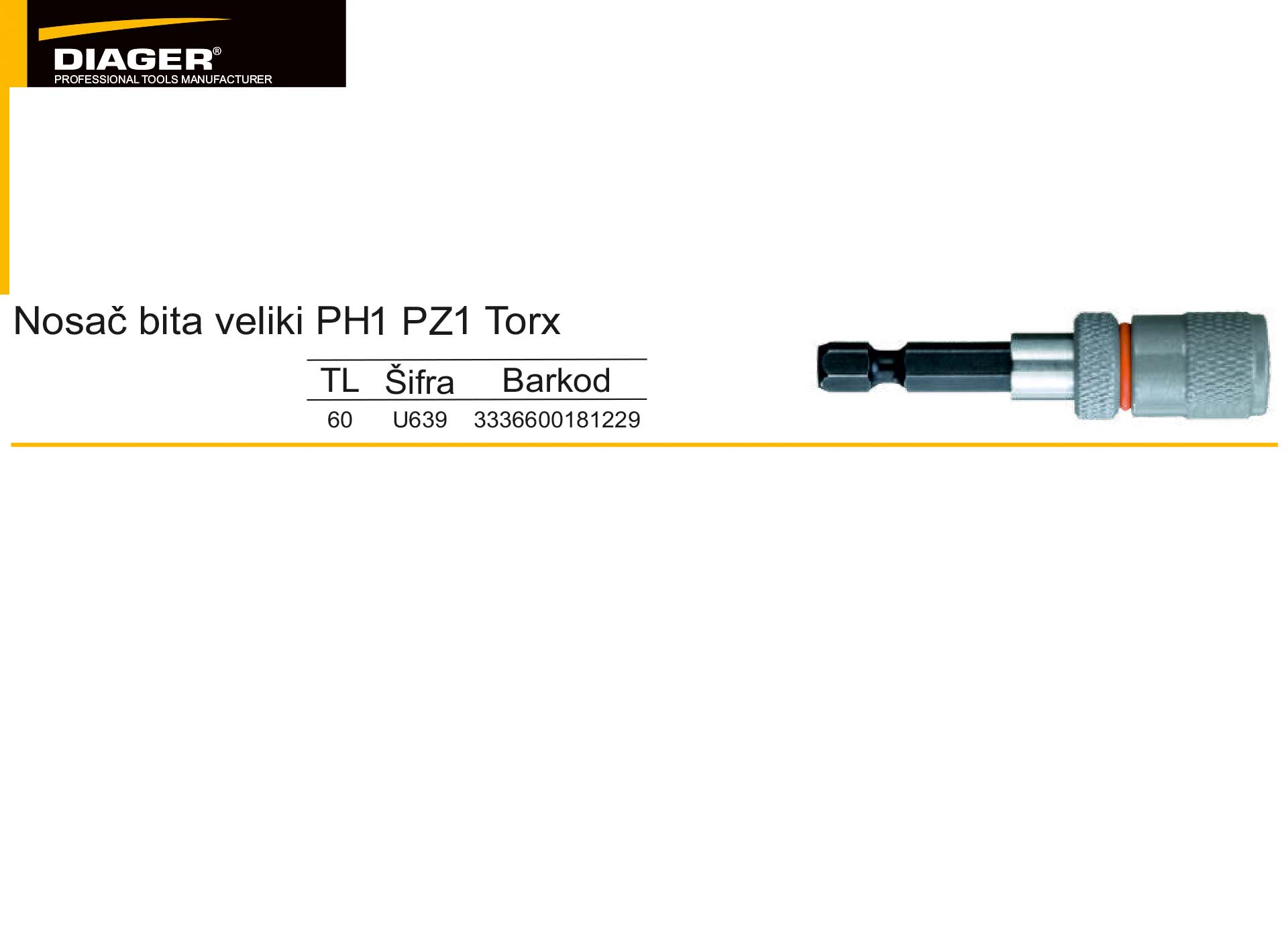 Nosač bita veliki PH 1 PZ1 Torx