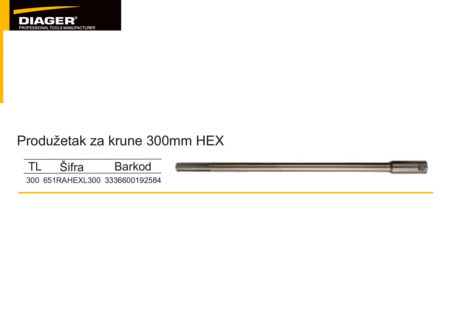 Produžetak za krune 300mm HEX