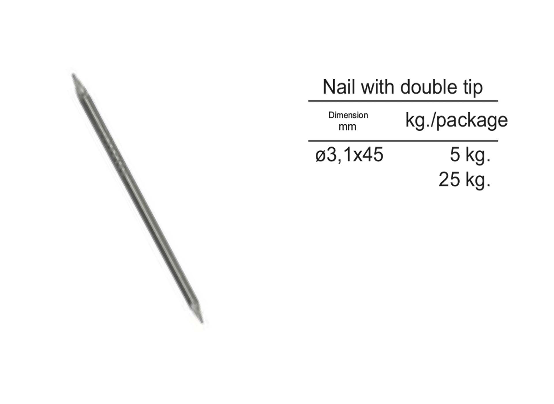 Nail with double tip
