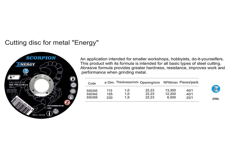 Cutting disc for metal ENERGY