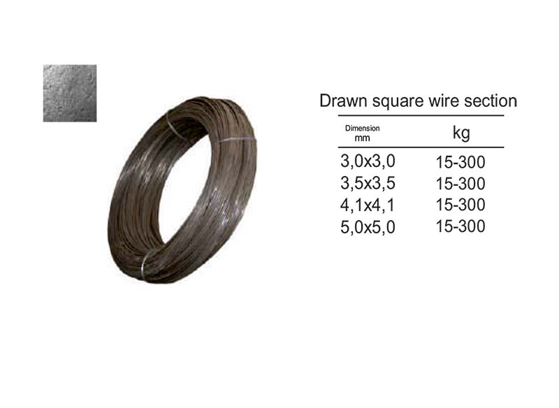 Drawn square wire section