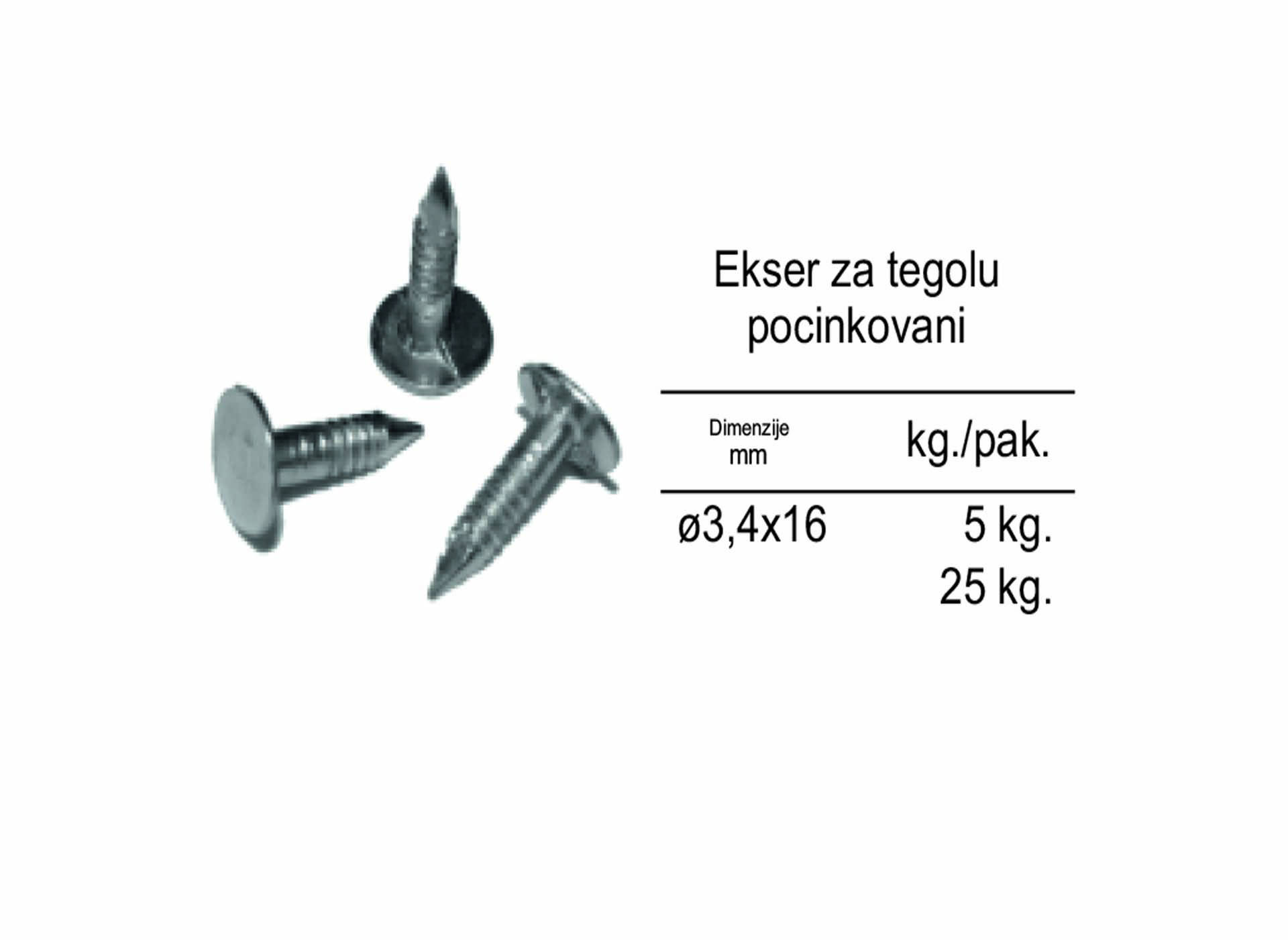 Ekser za tegolu pocinkovan