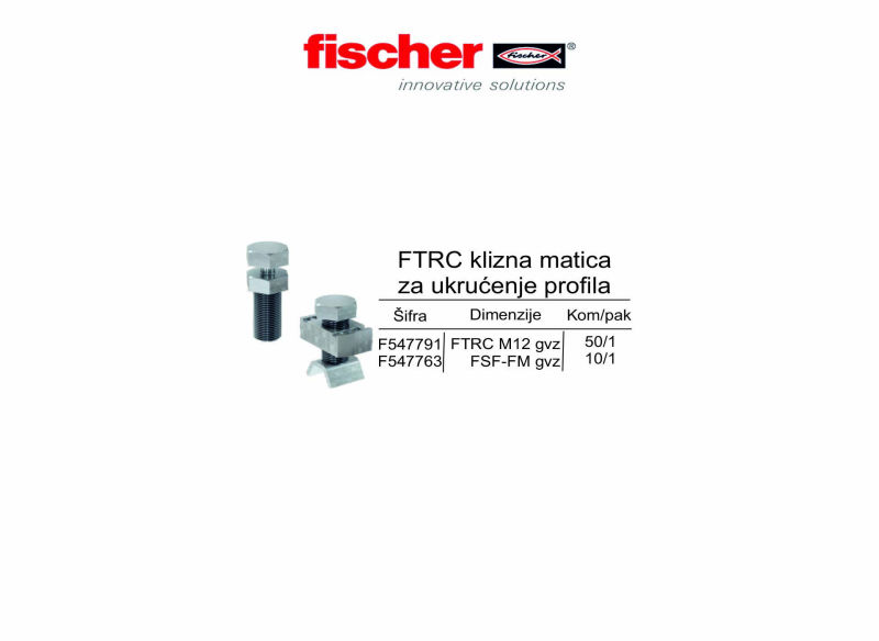 FTRC klizna matica za ukrućenje profila
