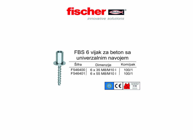 FBS 6 vijak za beton sa univerzalnim navojem