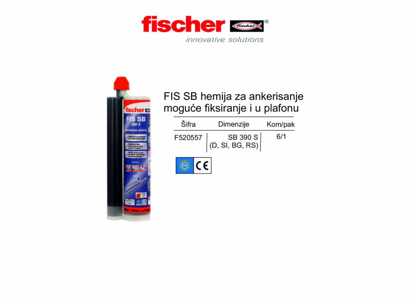 FIS SB hemija za ankerisanje moguće fiksiranje i u plafonu