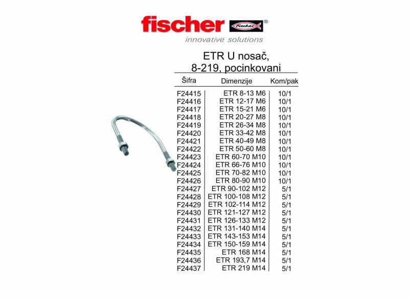 ETR U nosač, 8-219, pocinkovani