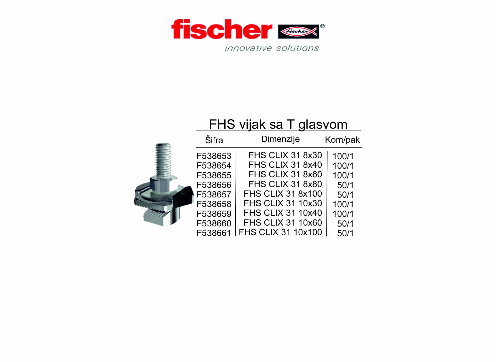 FHS vijak sa T glasvom
