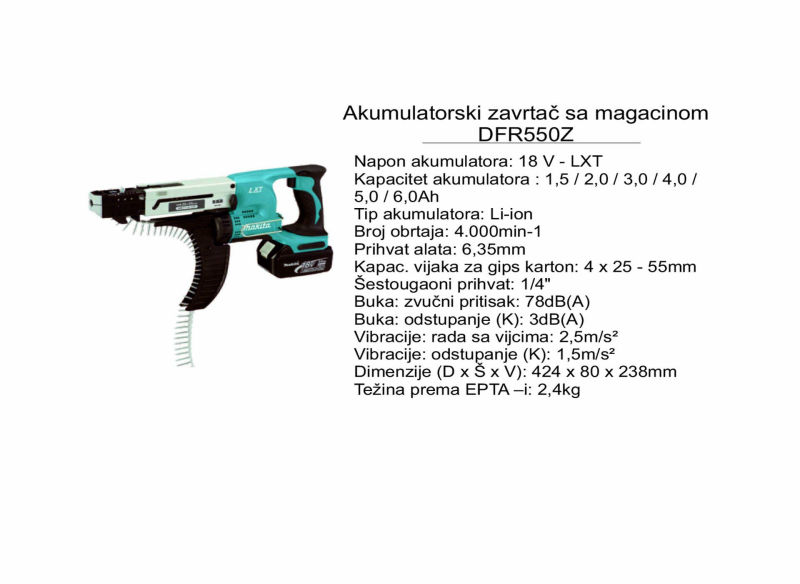 Akumulatorski zavrtač sa magacinom DFR550Z