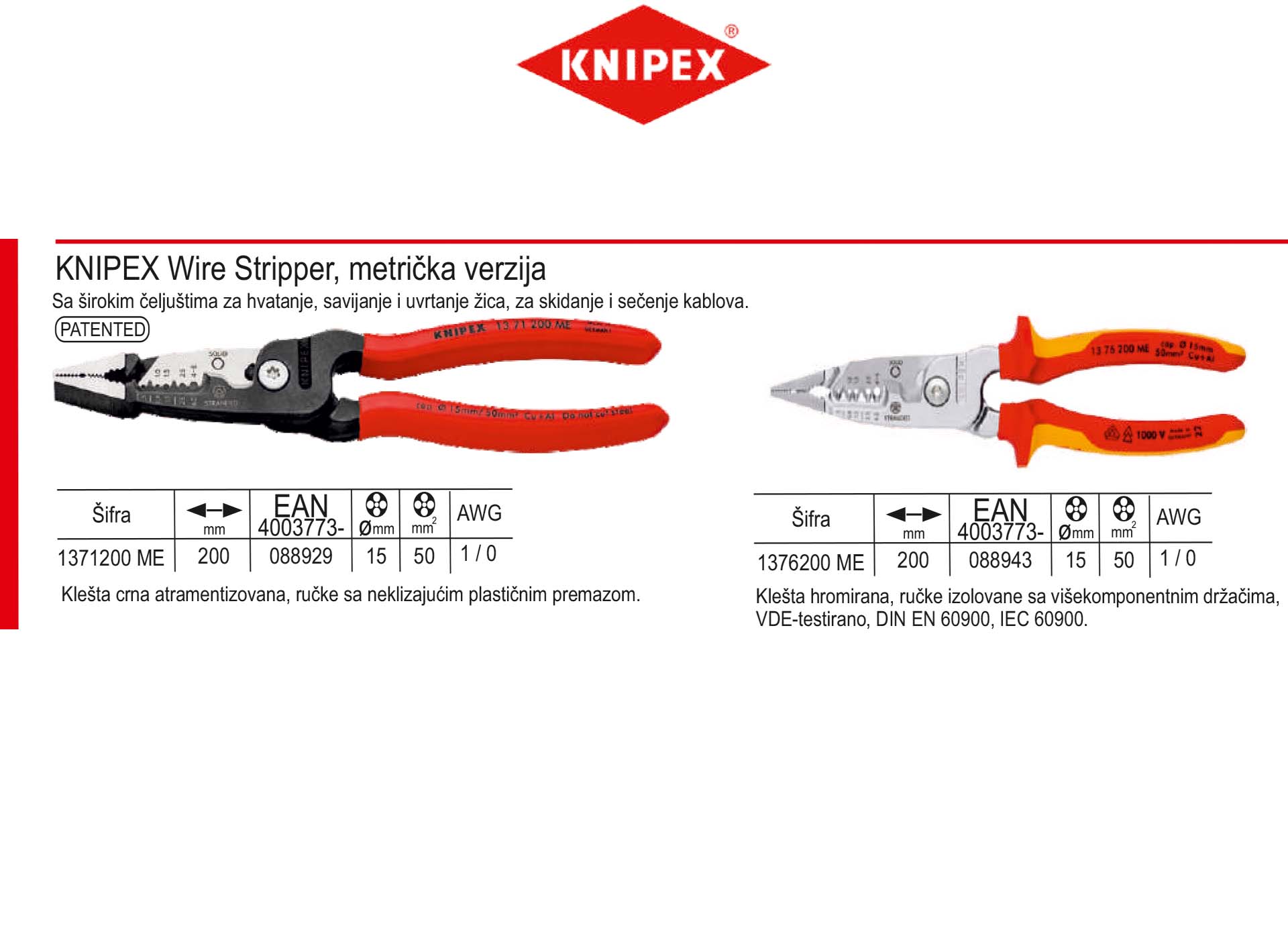 KNIPEX Wire Stripper, metrička verzija