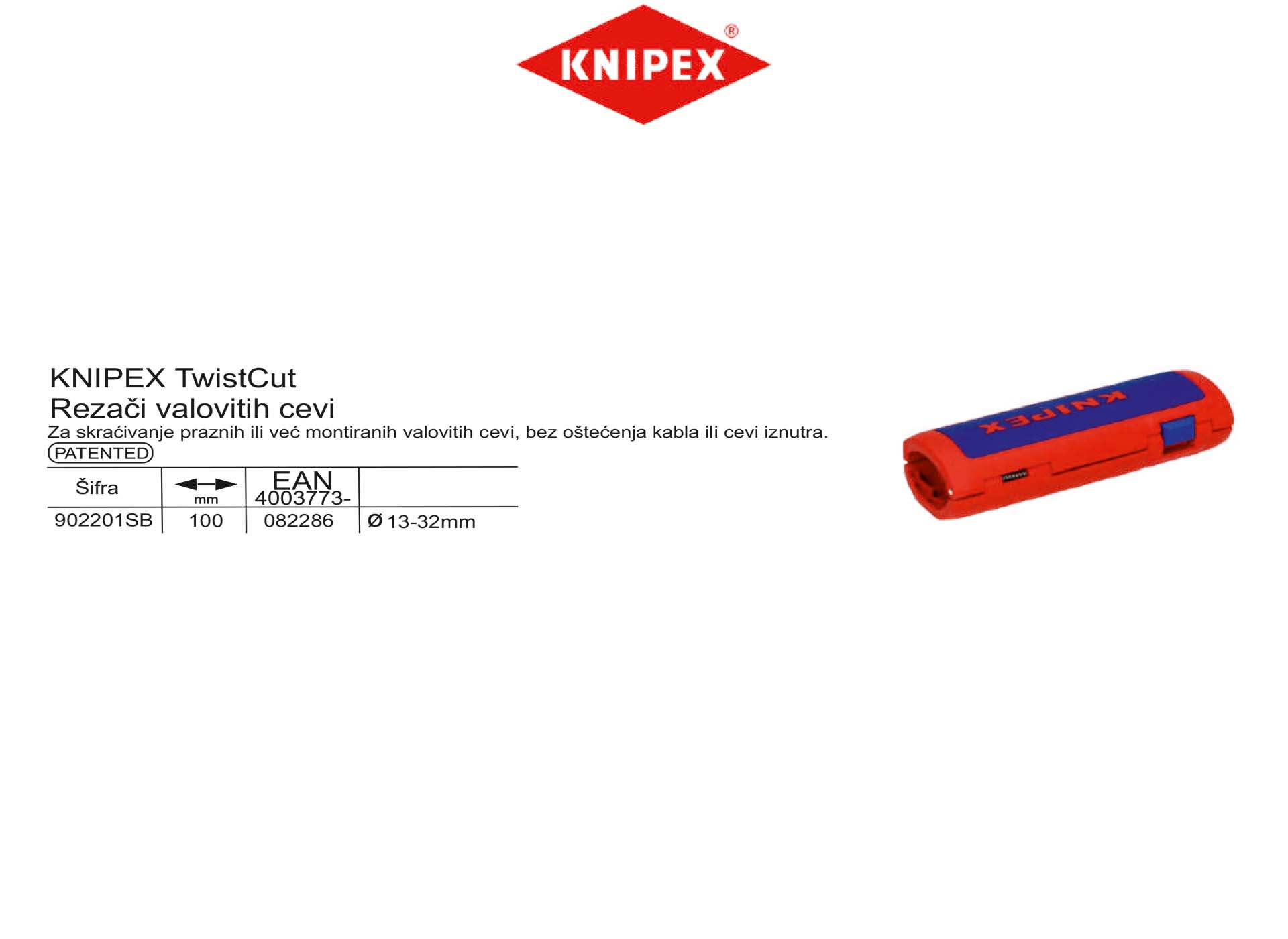 KNIPEX TwistCut Rezači valovitih cevi