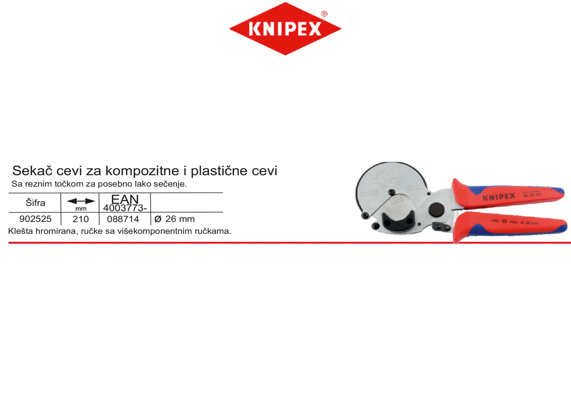 Sekač cevi za kompozitne i plastične cevi