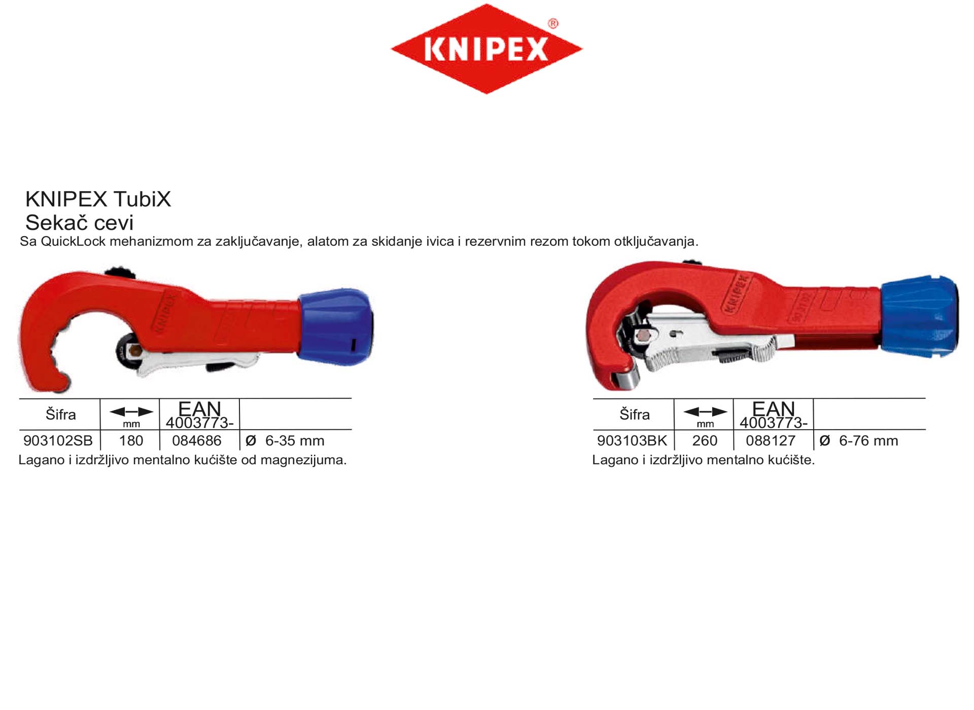 KNIPEX TubiX Sekač cev