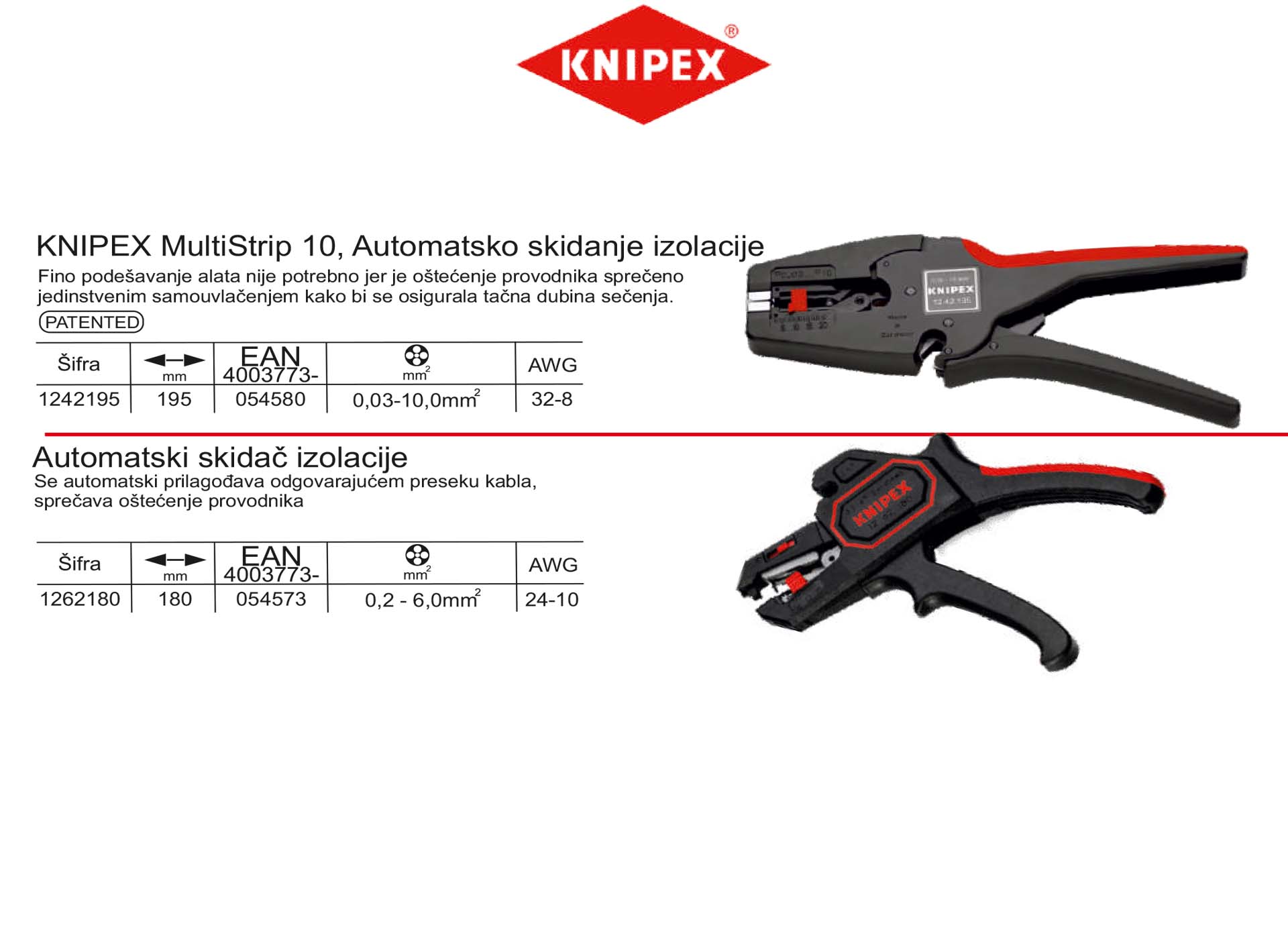 KNIPEX MultiStrip 10 Automatsko skidanje izolacije
