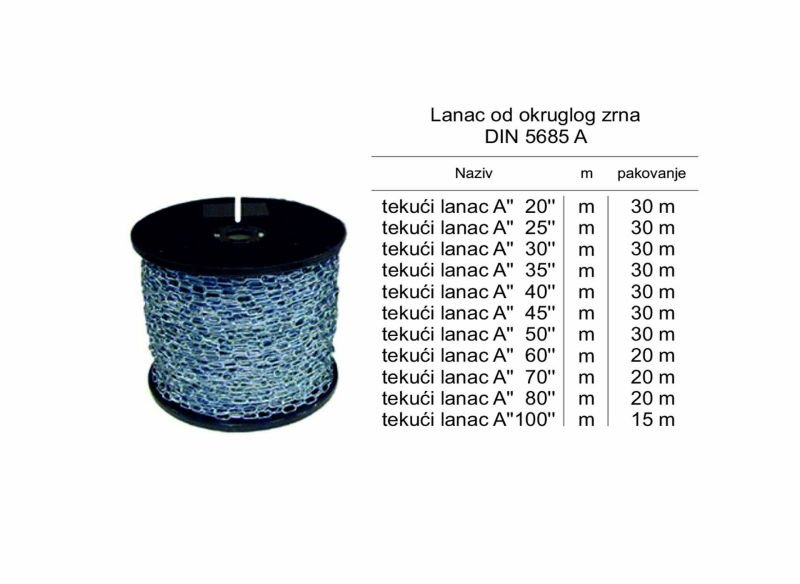 Lanac od okruglog zrna DIN 5685 A