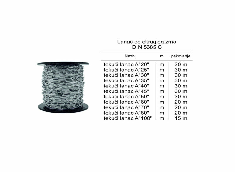 Lanac od okruglog zrna DIN 5685 C
