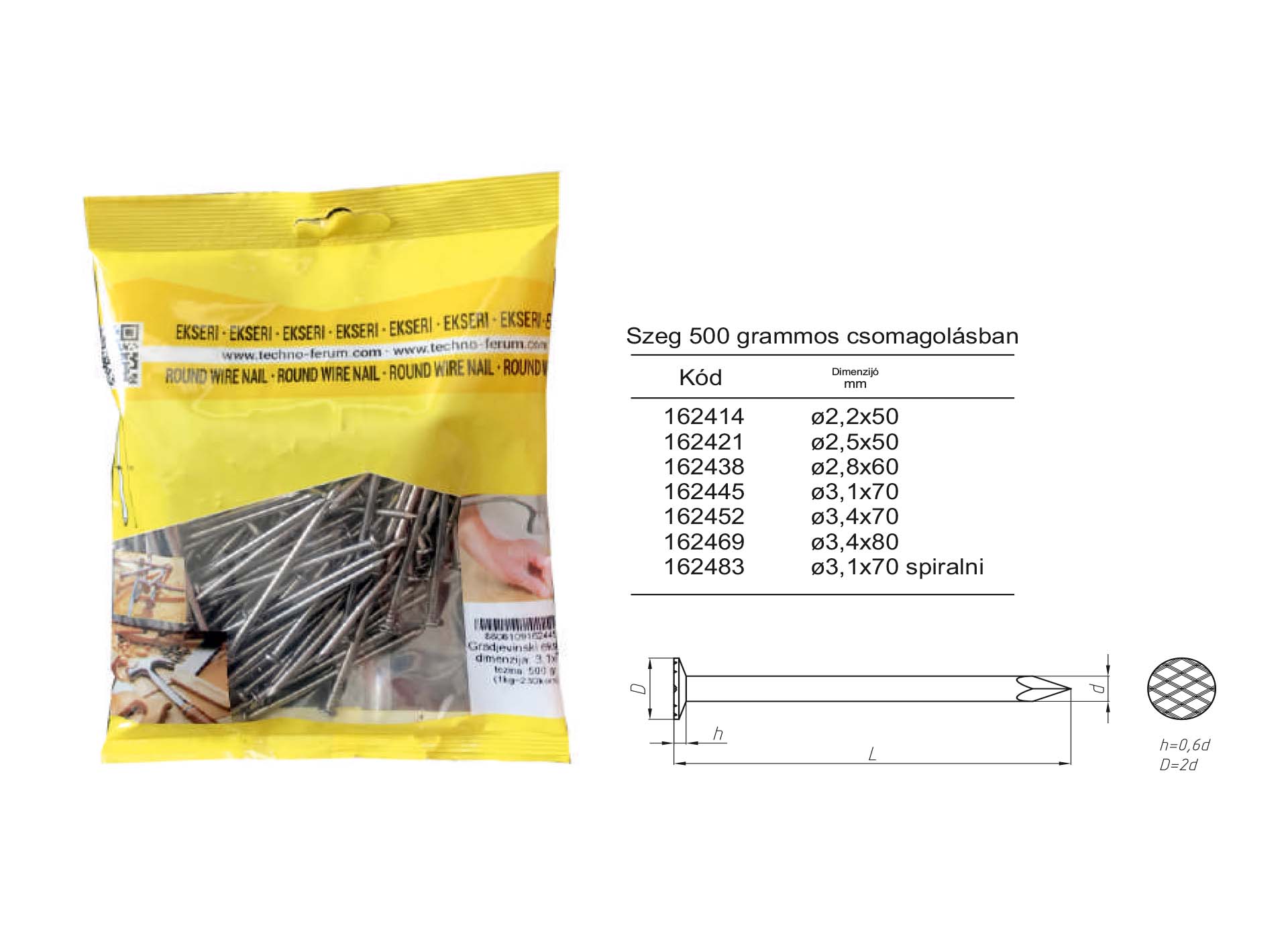 Szeg 500 grammos csomagolásban
