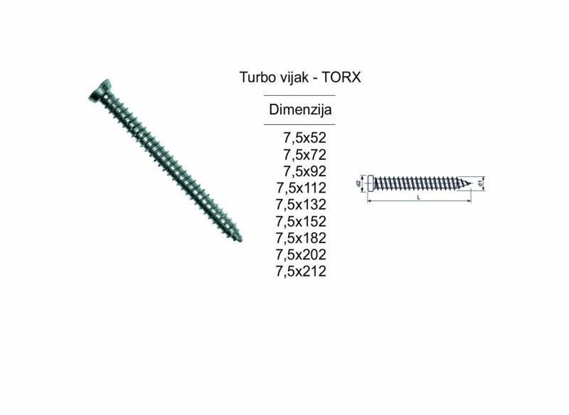 Turbo vijak - TORX