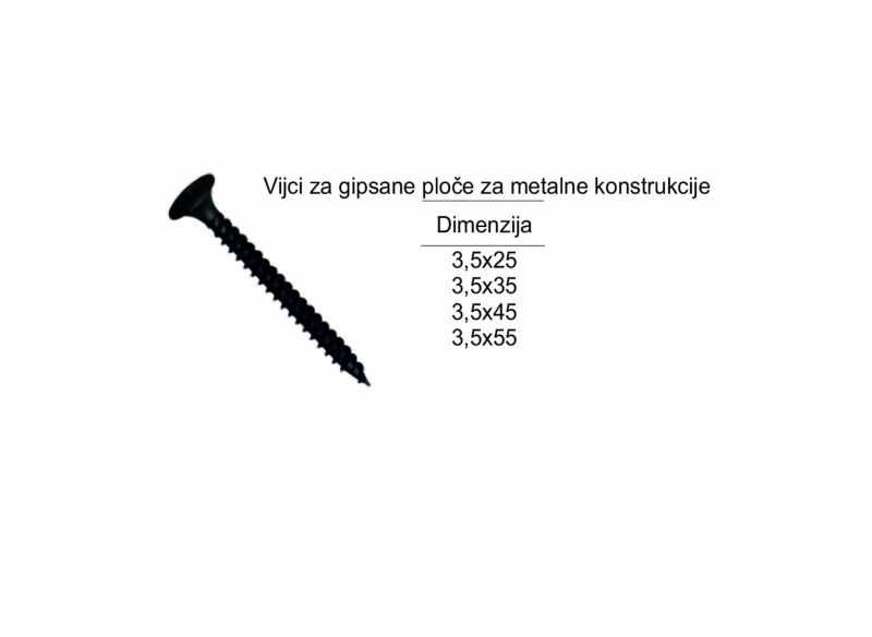 Vijci za gipsane ploče za metalne konstrukcije
