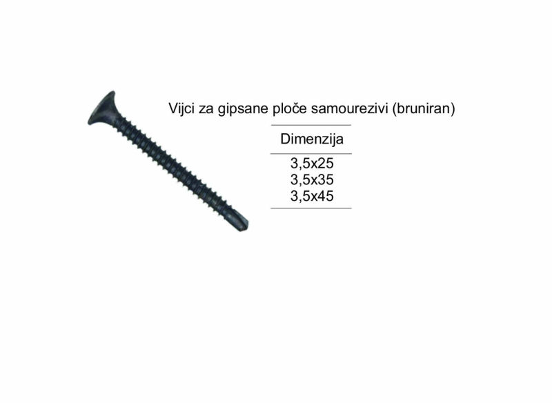 Vijci za gipsane ploče samourezivi - bruniran