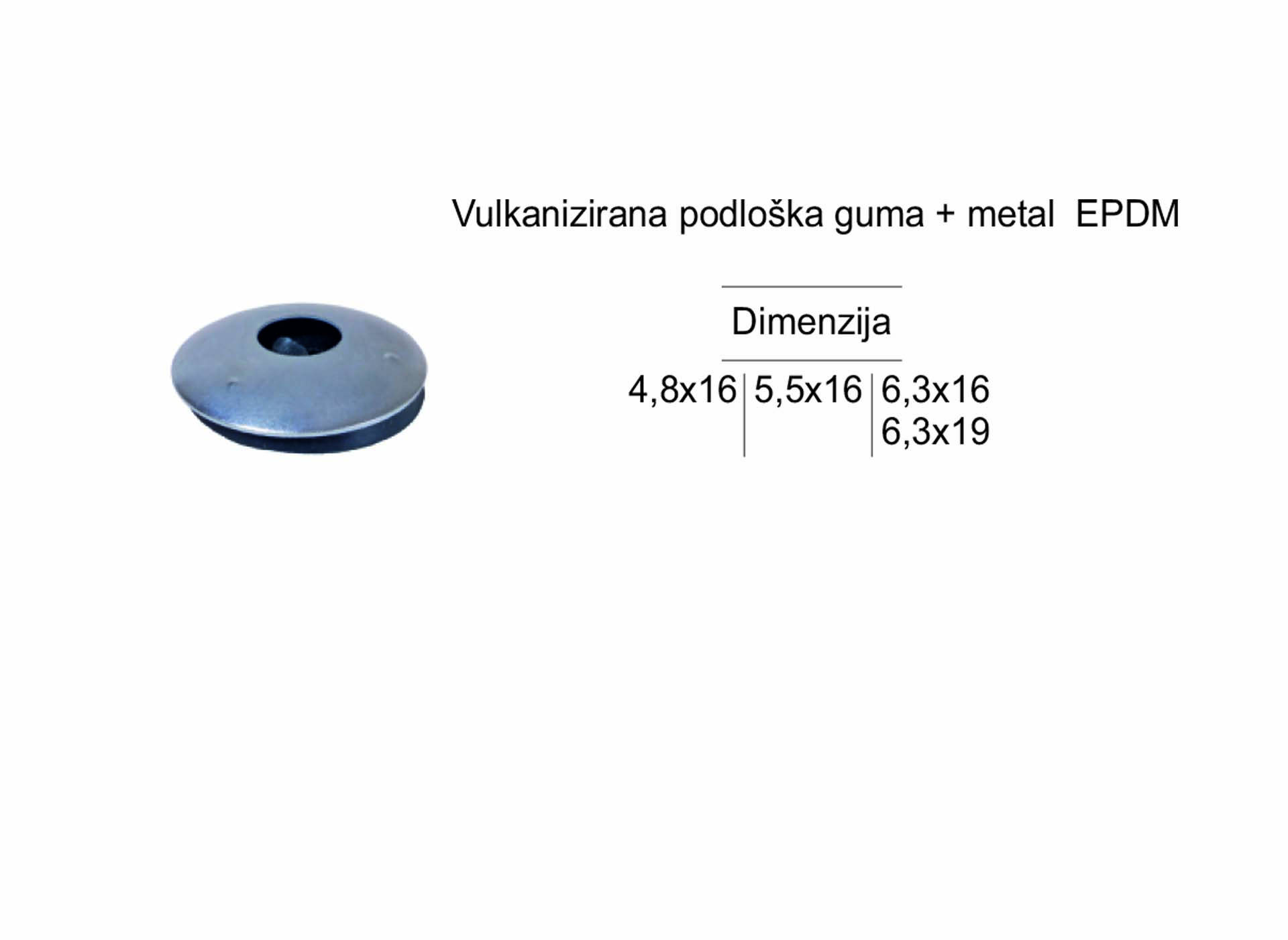 Vulkanizirana podloška guma - metal EPDM