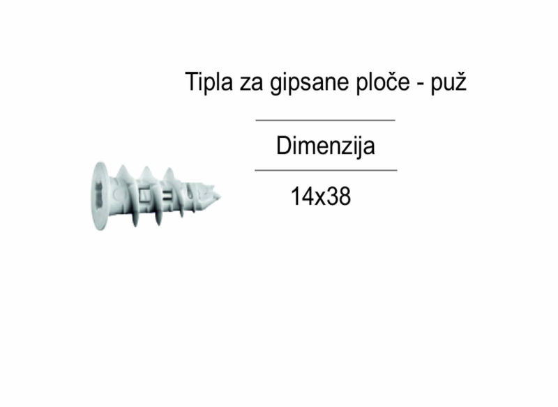 Tipla za gipsane ploče - puž