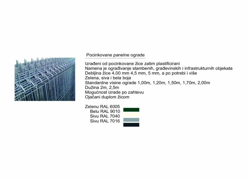 Pocinkovane panelne ograde