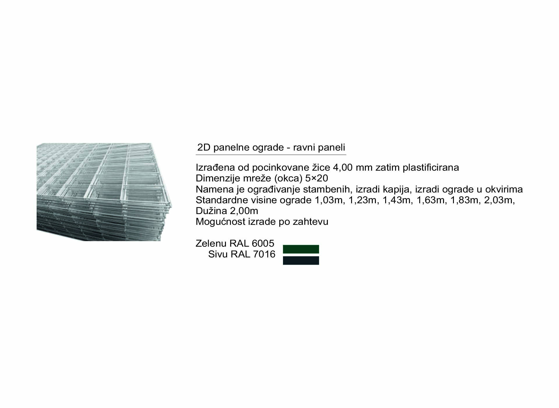 2D panelne ograde - ravni paneli 