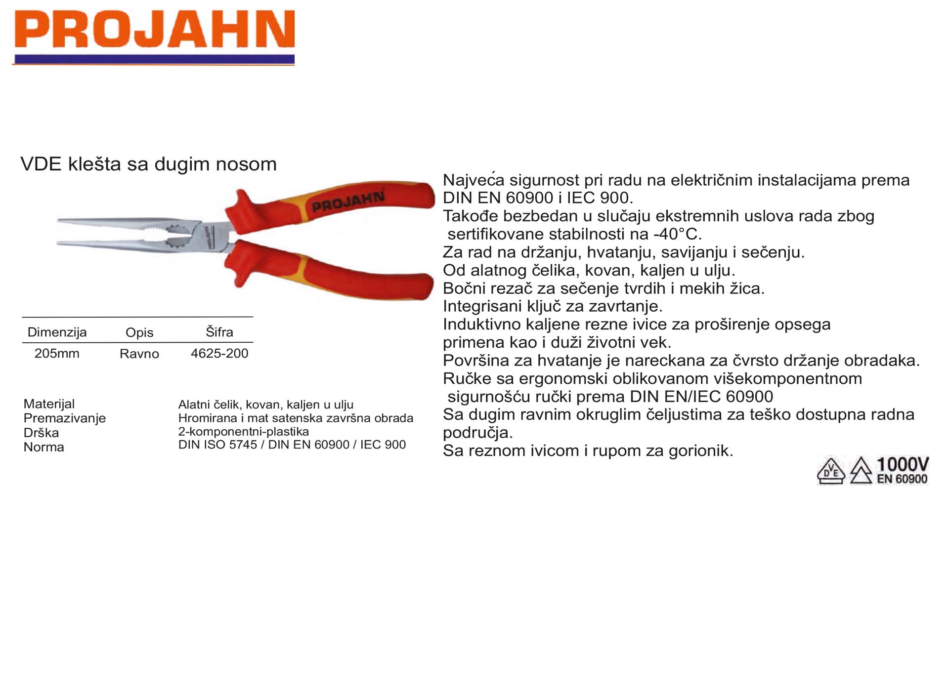 VDE klešta sa dugim nosom