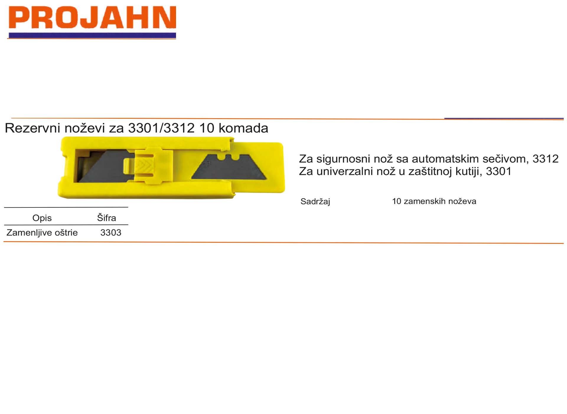 Rezervni noževi za 3301/3312 10 komada