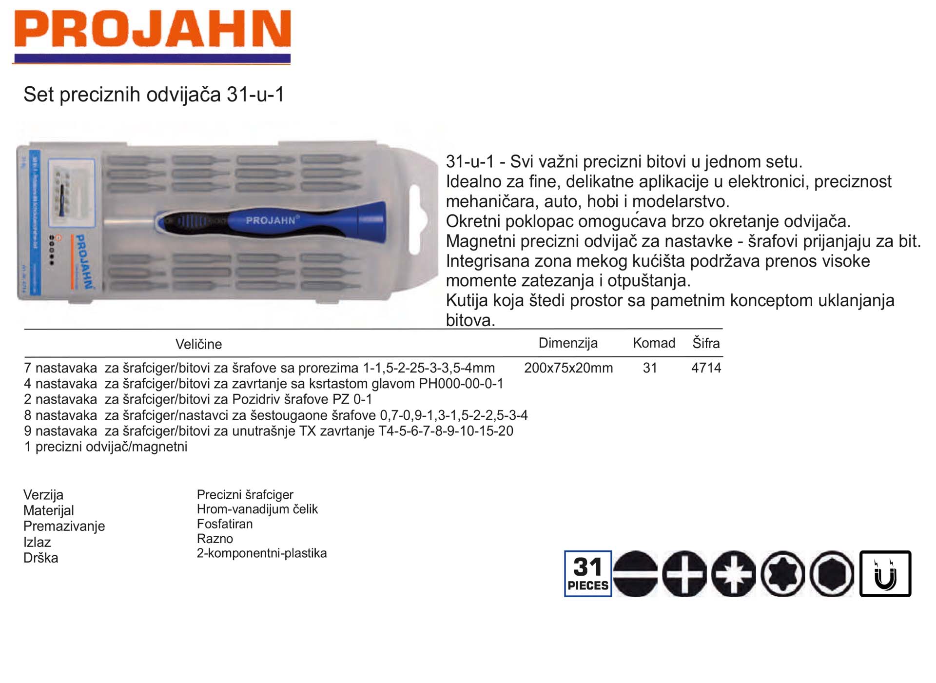 Set preciznih odvijača 31-u-1