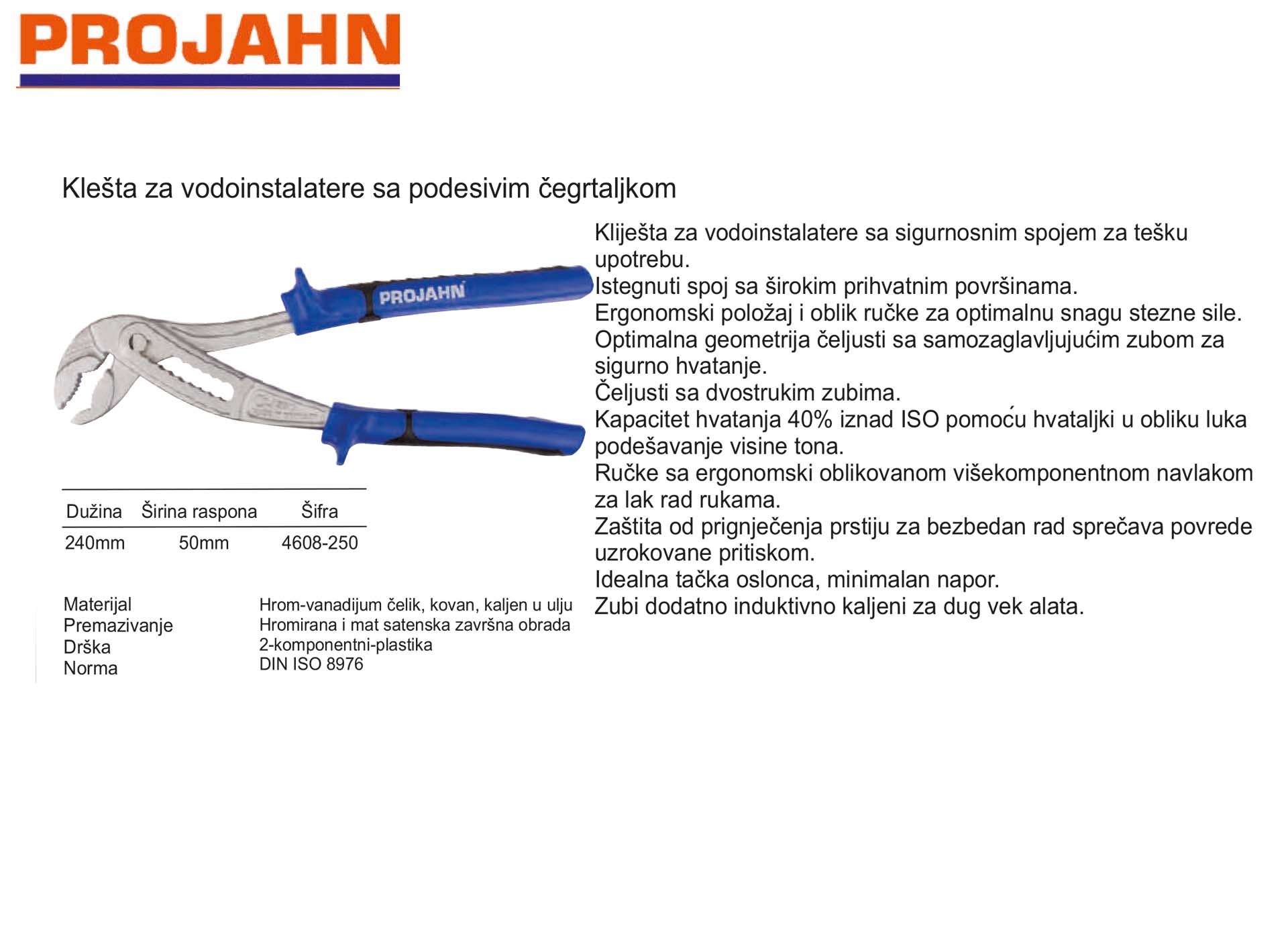 Klešta za vodoinstalatere sa podesivim čegrtaljkom