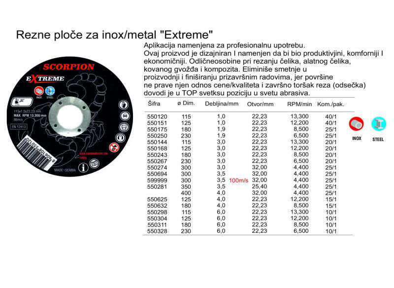 Rezne ploče za inox/metal EXTREME