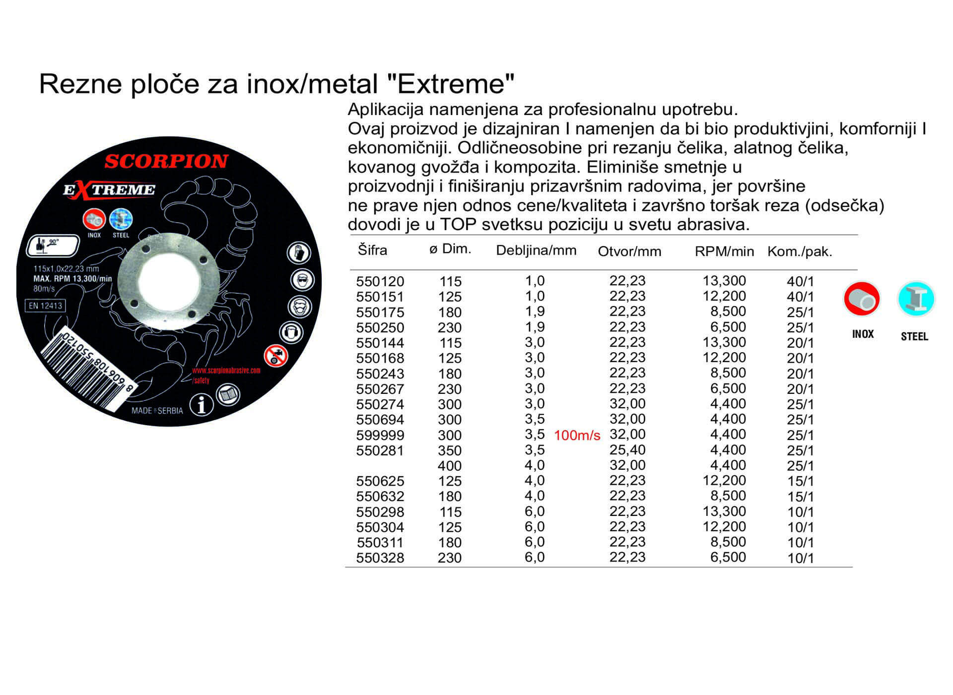 Rezne ploče za inox/metal EXTREME