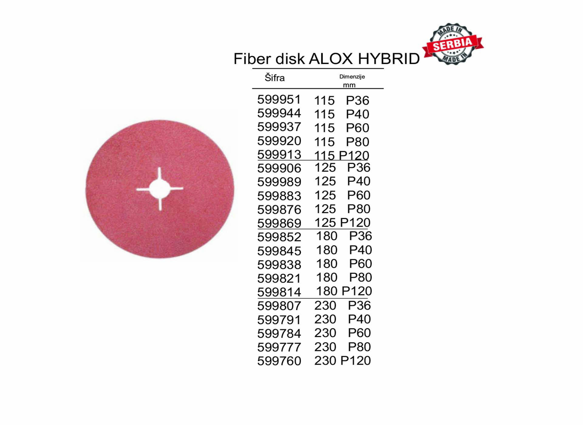 Fiber disk ALOX HYBRID