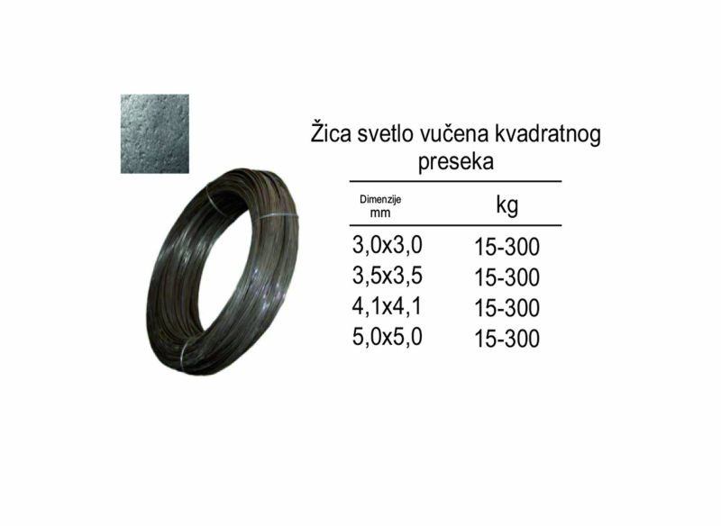 Žica svetlo vučena kvadratnog preseka